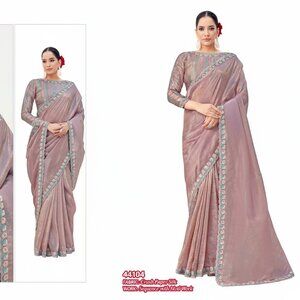 Elegant Crush Paper Silk Saree with Brocade Jacquard Border - Mauve